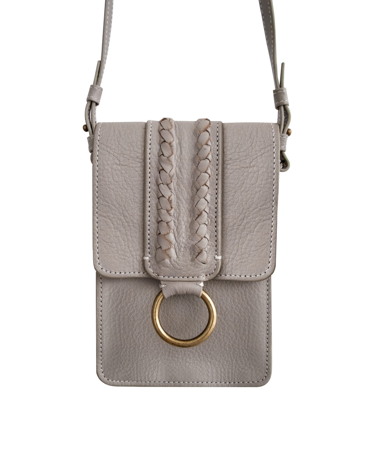 Taupe/Gray AMY Leather Crossbody Bag for Phone