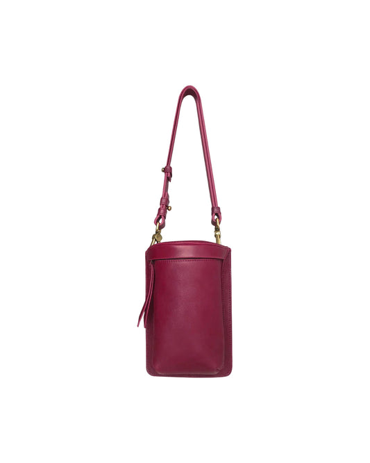 Uma Magenta Leather Crossbody Bag