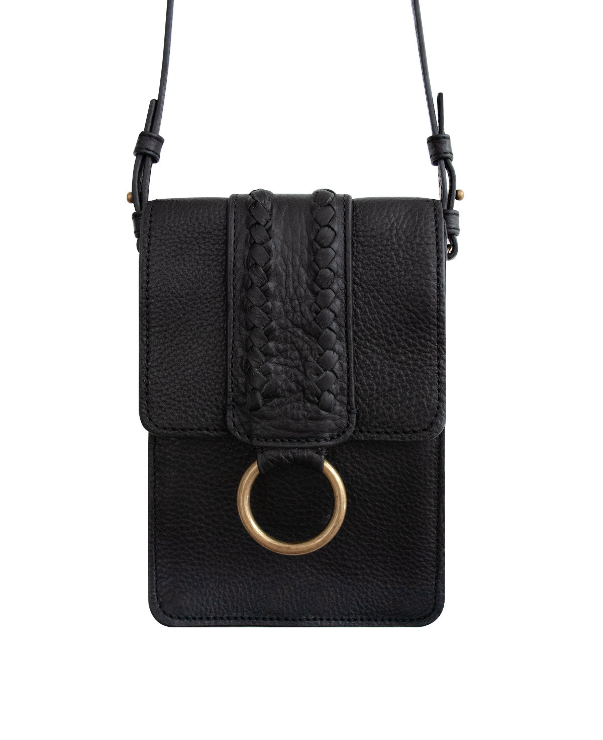 Black AMY Leather Crossbody Bag for Phone