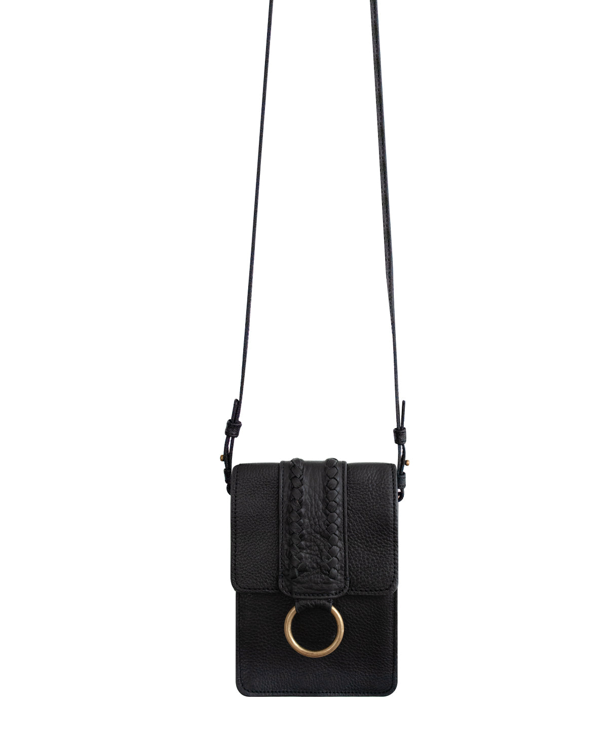 Black AMY Leather Crossbody Bag for Phone