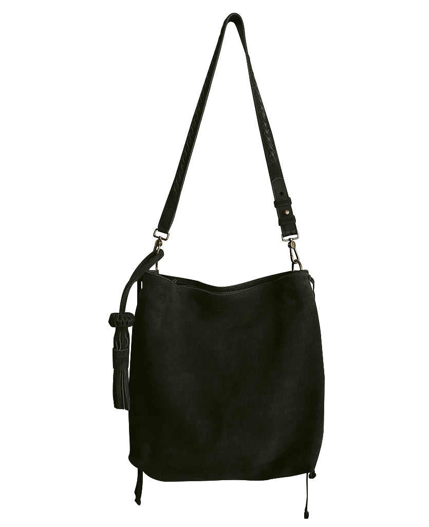 → PRE-ORDER Bacalar Shoulder Bag: Soft Olive Green Genuine Suede