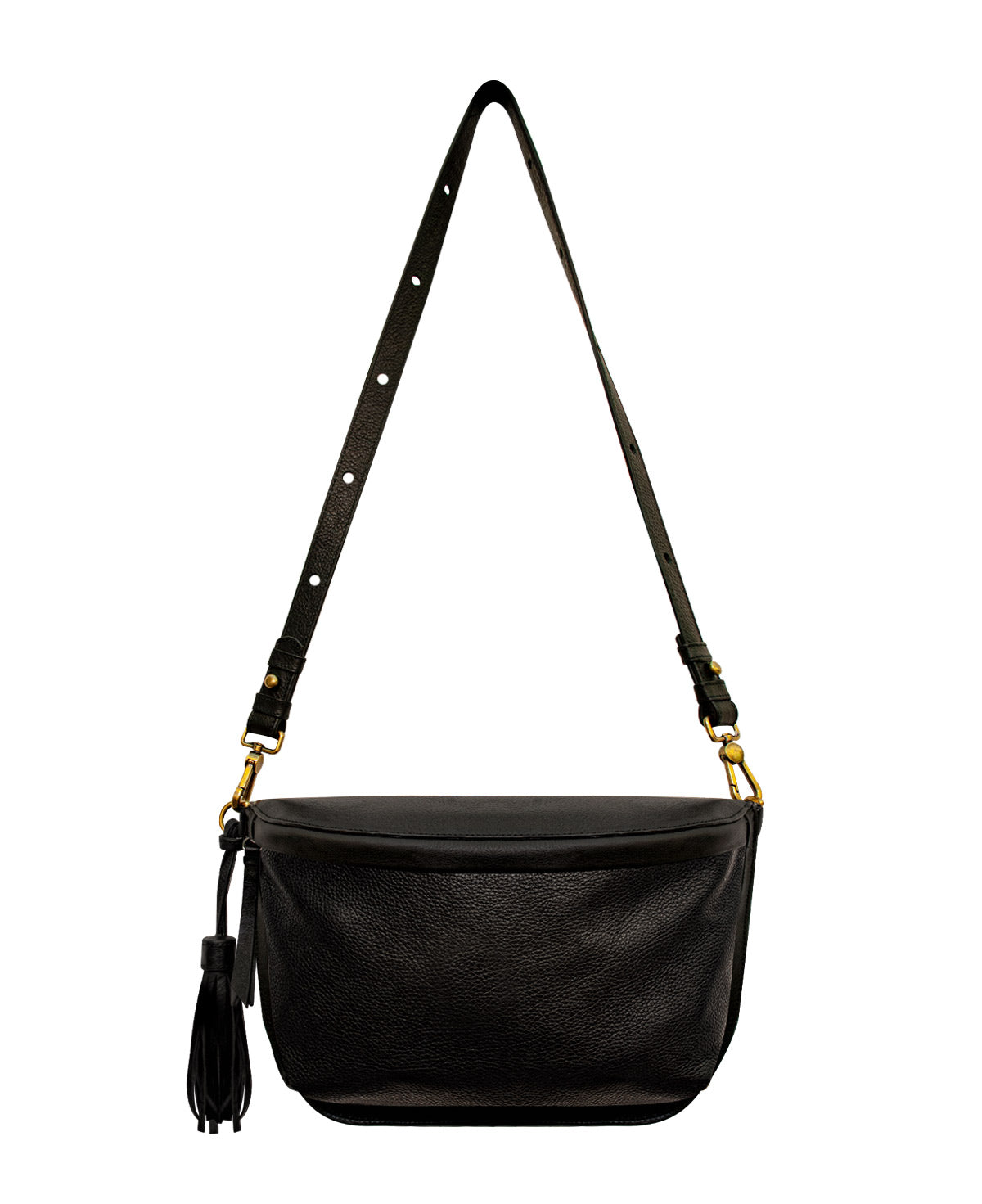 All Black Leather Fanny Pack for Women CHER Leather Sling Bag