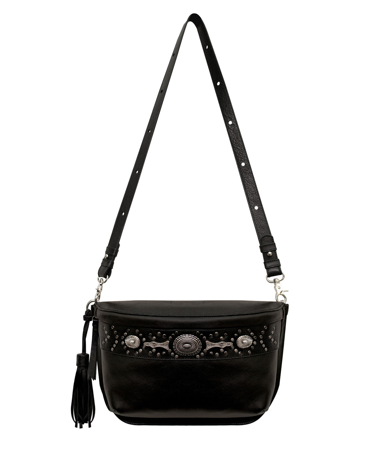 Studded Leather Fanny Pack with Metallic Rivets