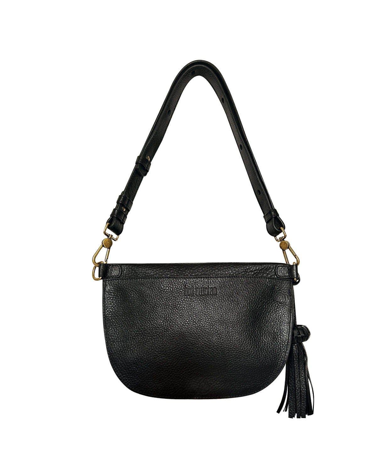 All Black Leather Sling Bag Crossbody