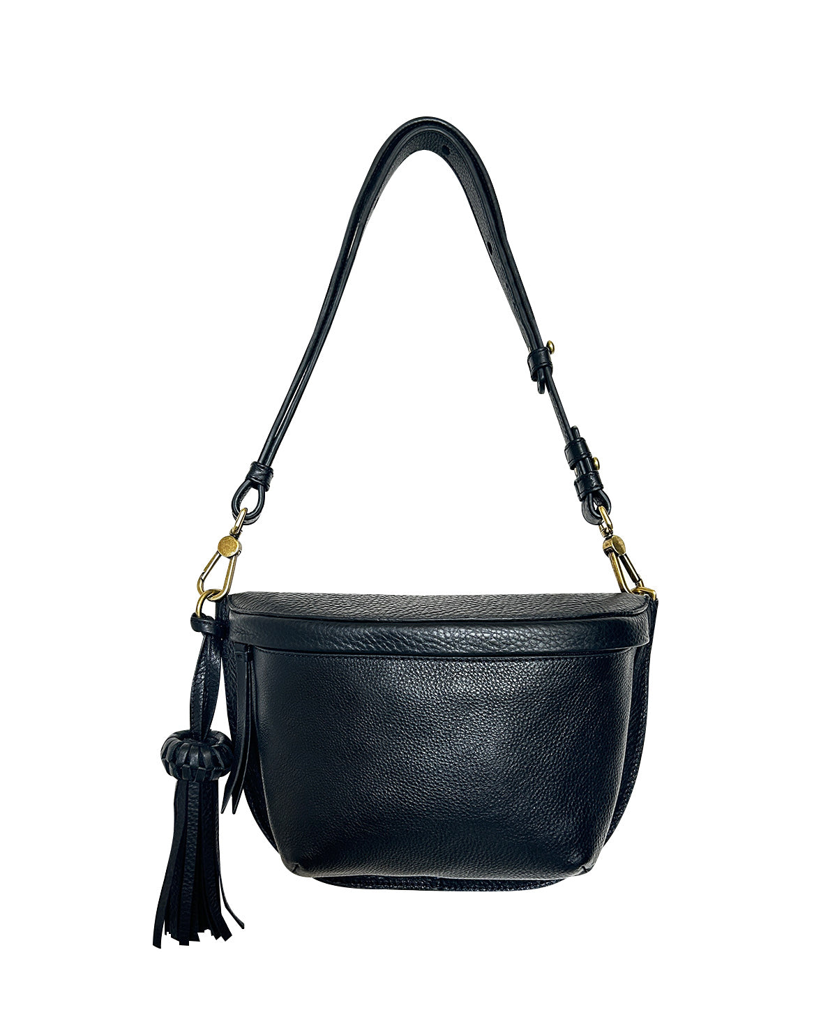 All Black Leather Sling Bag Crossbody