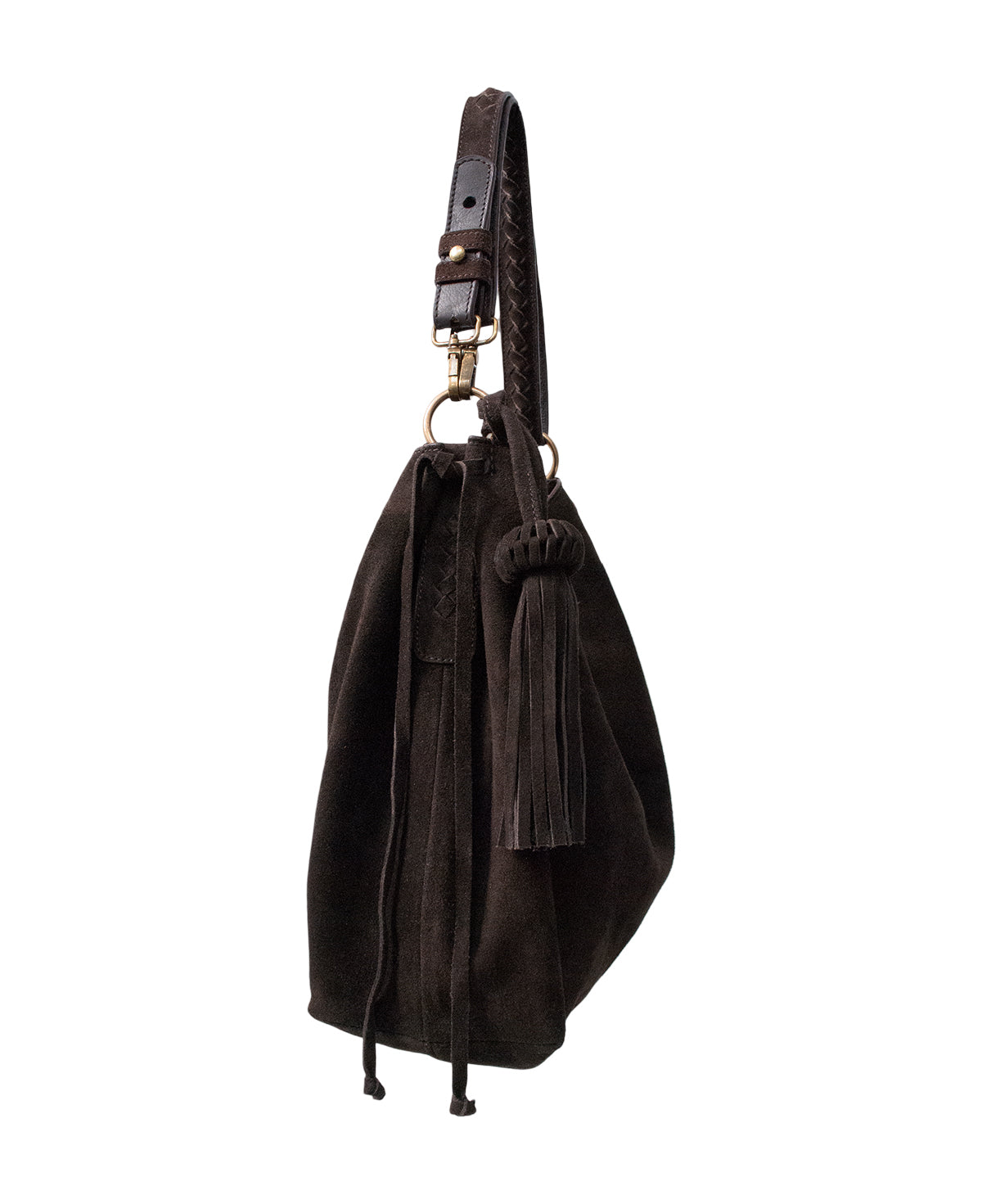 Bacalar Shoulder Bag: Soft Espresso Coffee Genuine Suede