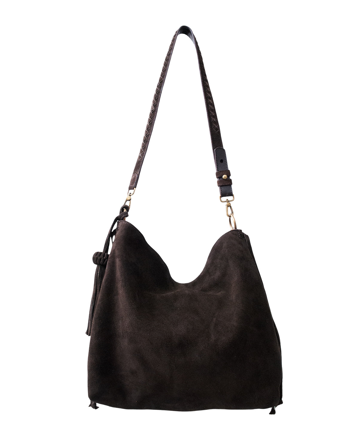 Bacalar Shoulder Bag: Soft Espresso Coffee Genuine Suede