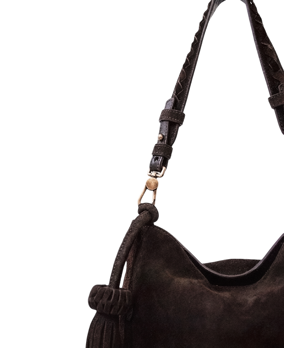 Mini Bacalar Crossbody: Soft Espresso Coffee Genuine Suede