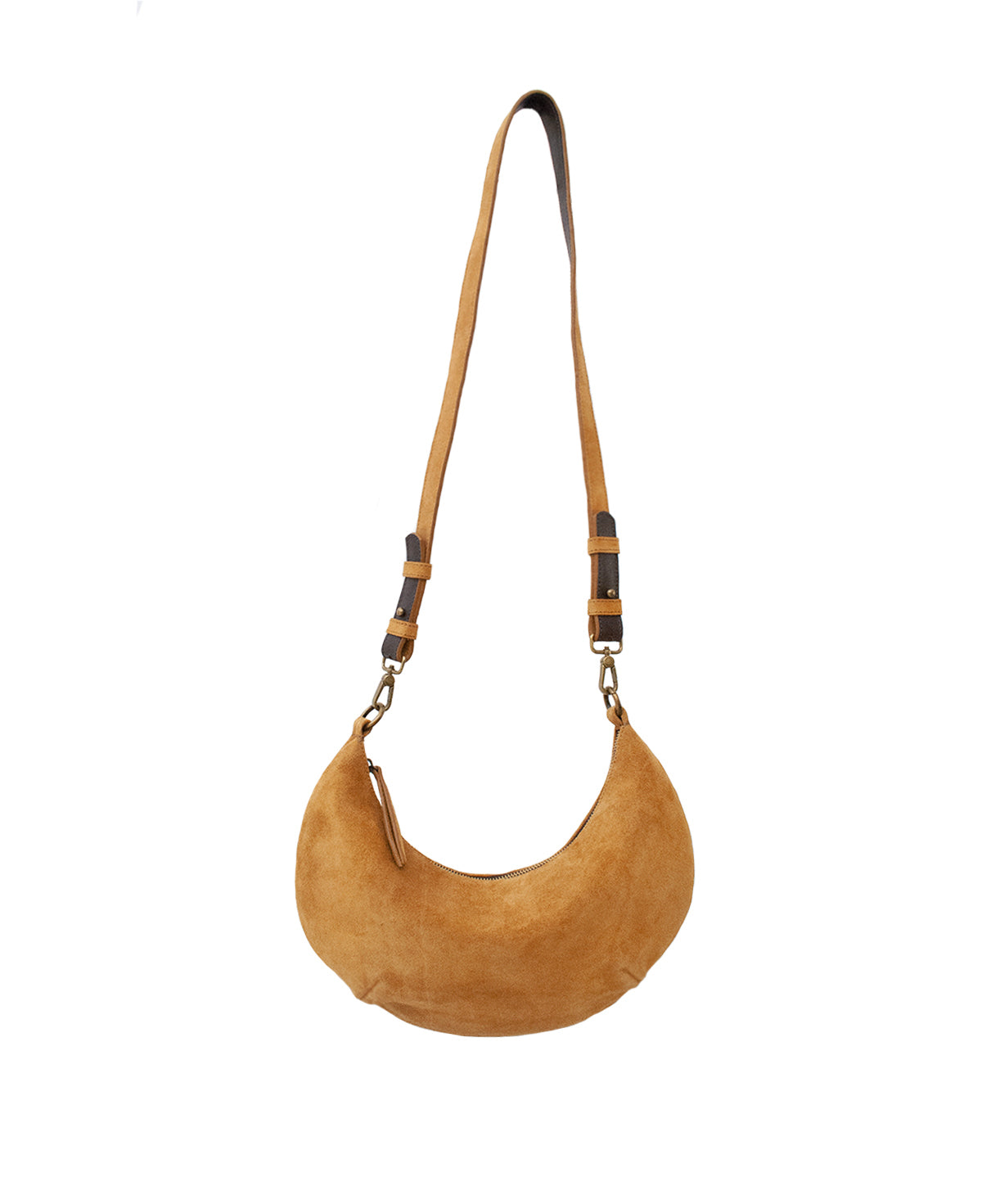 'Lucky Cookie' Round Mini Shoulder Bag: Radiant Mustard Genuine Suede
