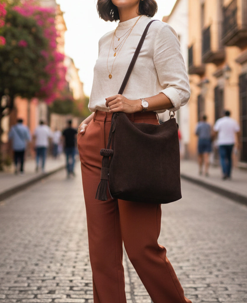 → PRE-ORDER Mini Bacalar Crossbody: Soft Espresso Coffee Genuine Suede