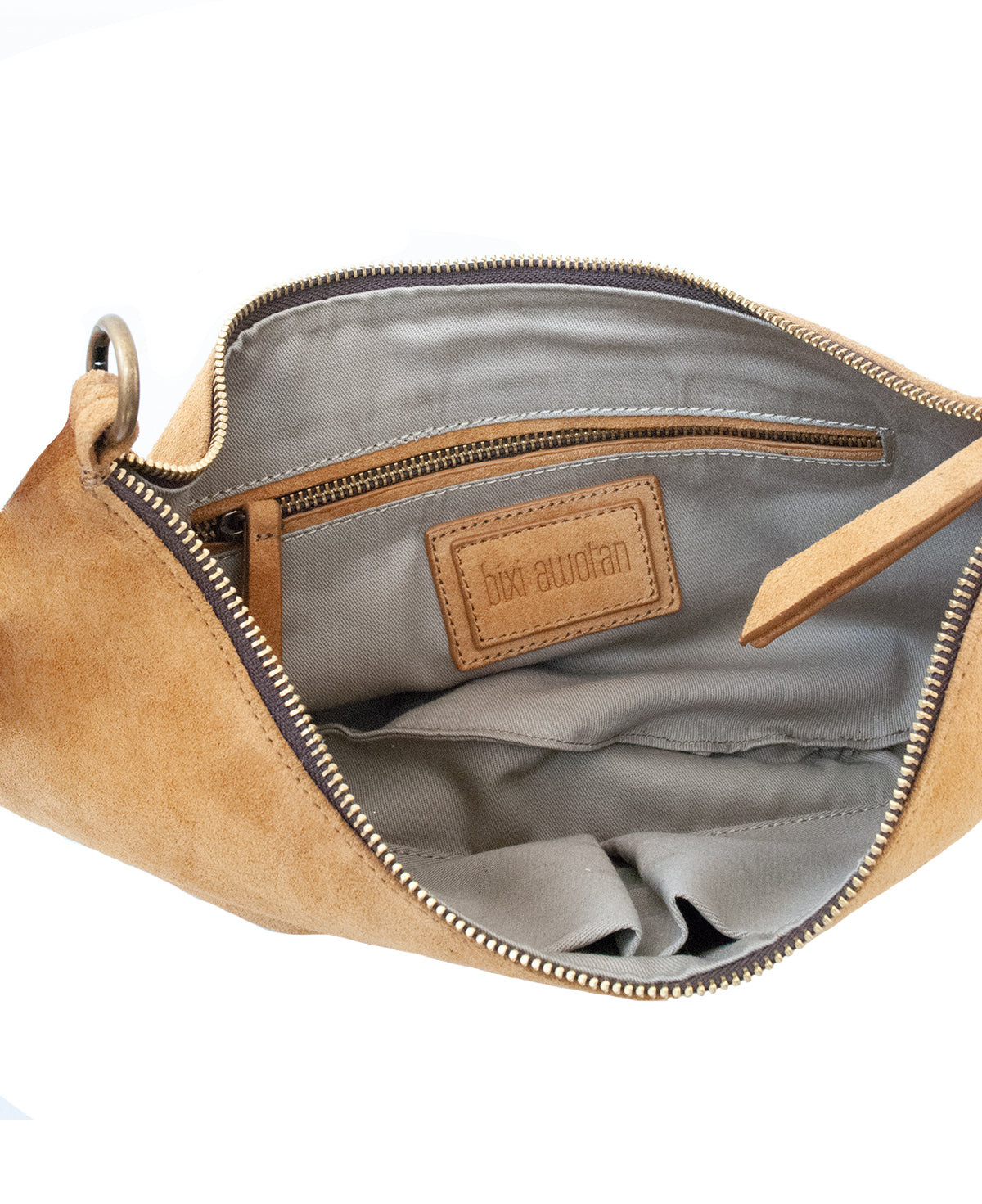 'Lucky Cookie' Round Mini Shoulder Bag: Radiant Mustard Genuine Suede