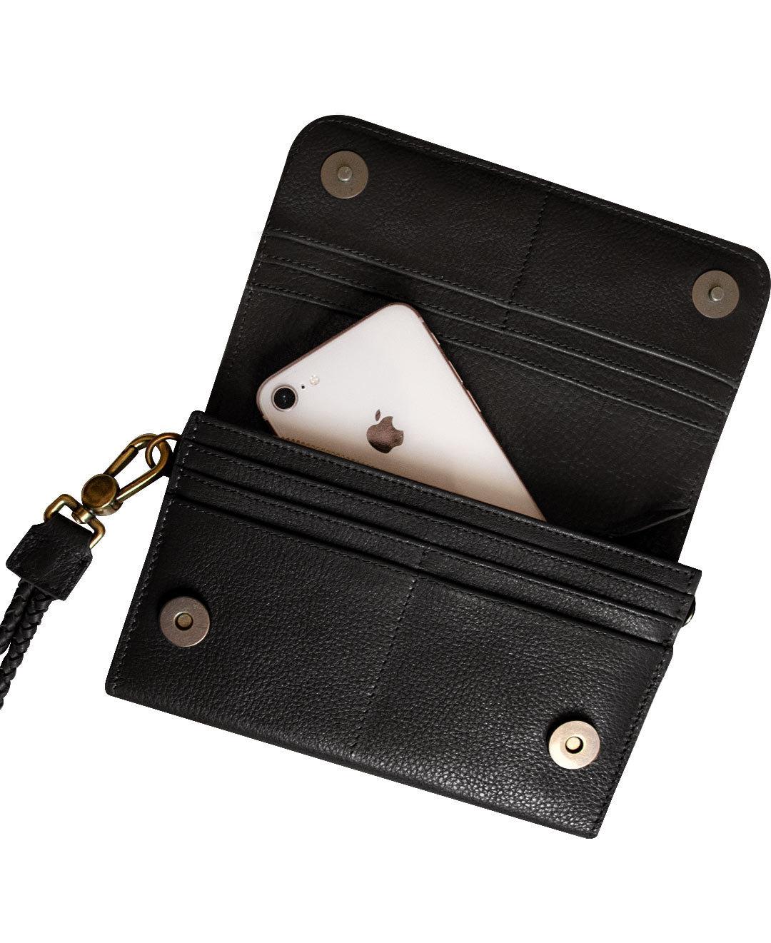 leather wristlet with strap
