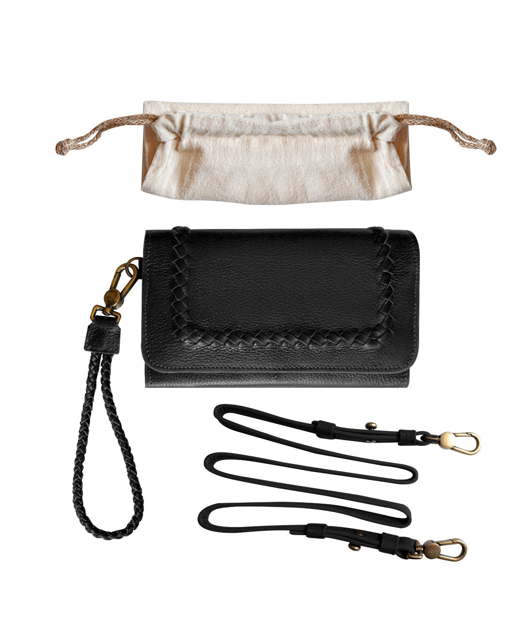 leather wristlet with strap