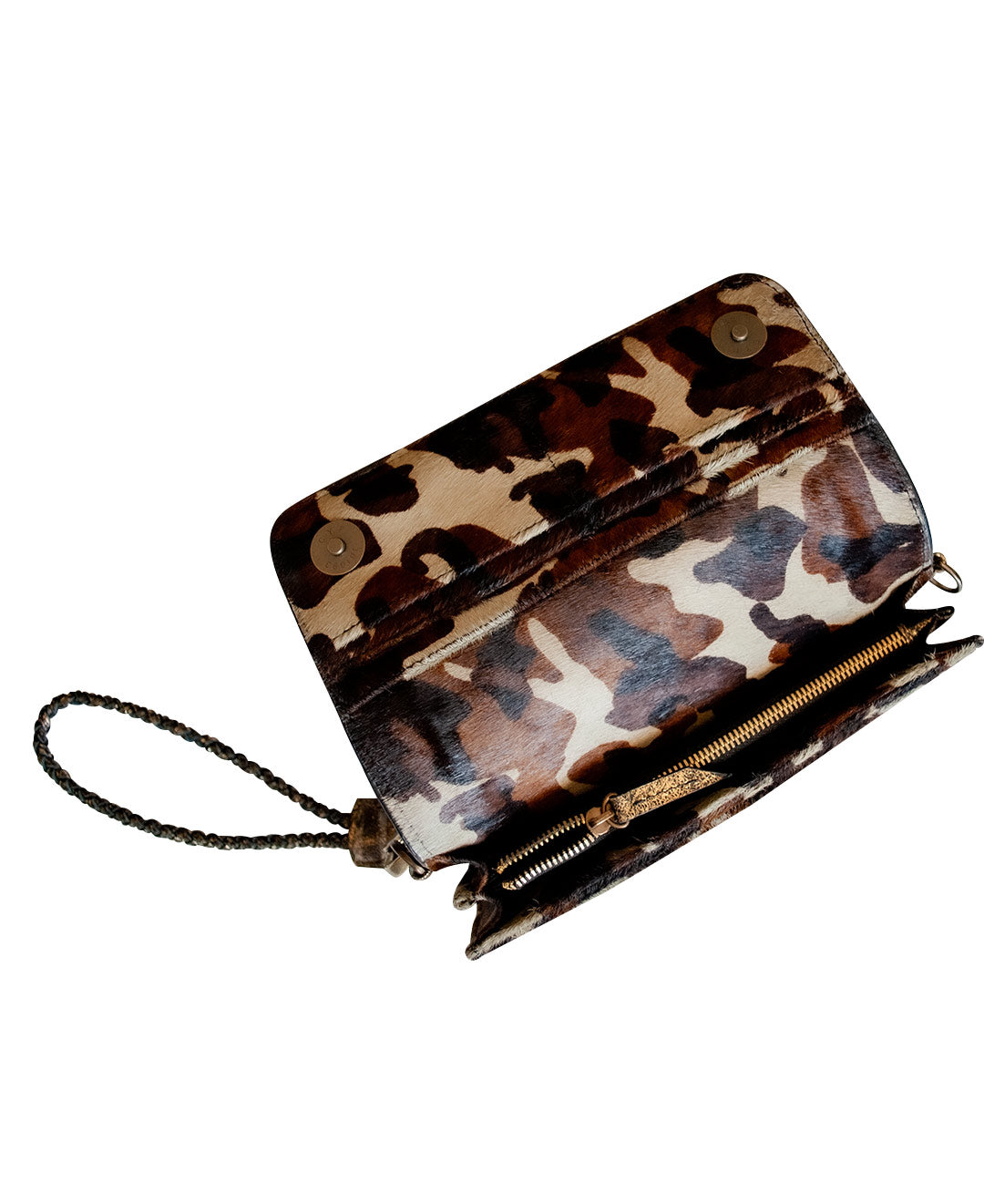 Women's Bifold Wallet Wristlet - Cowhide Leather Fur