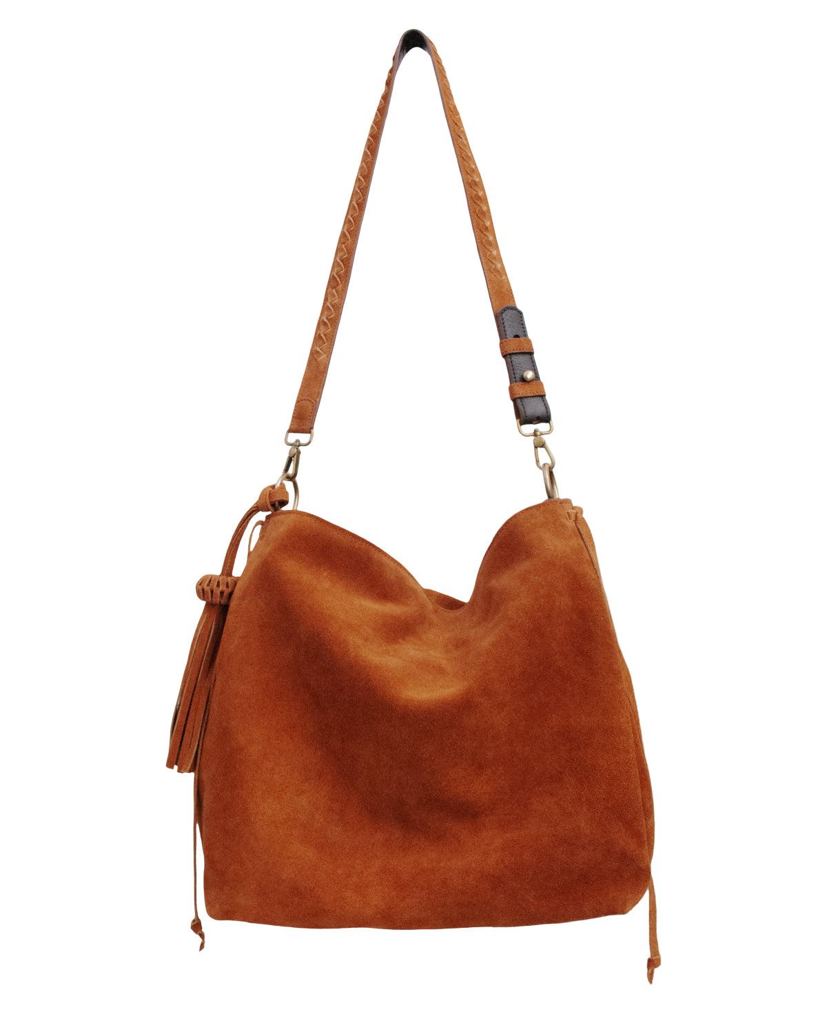 Bacalar Shoulder Bag: Vibrant Apricot Genuine Suede