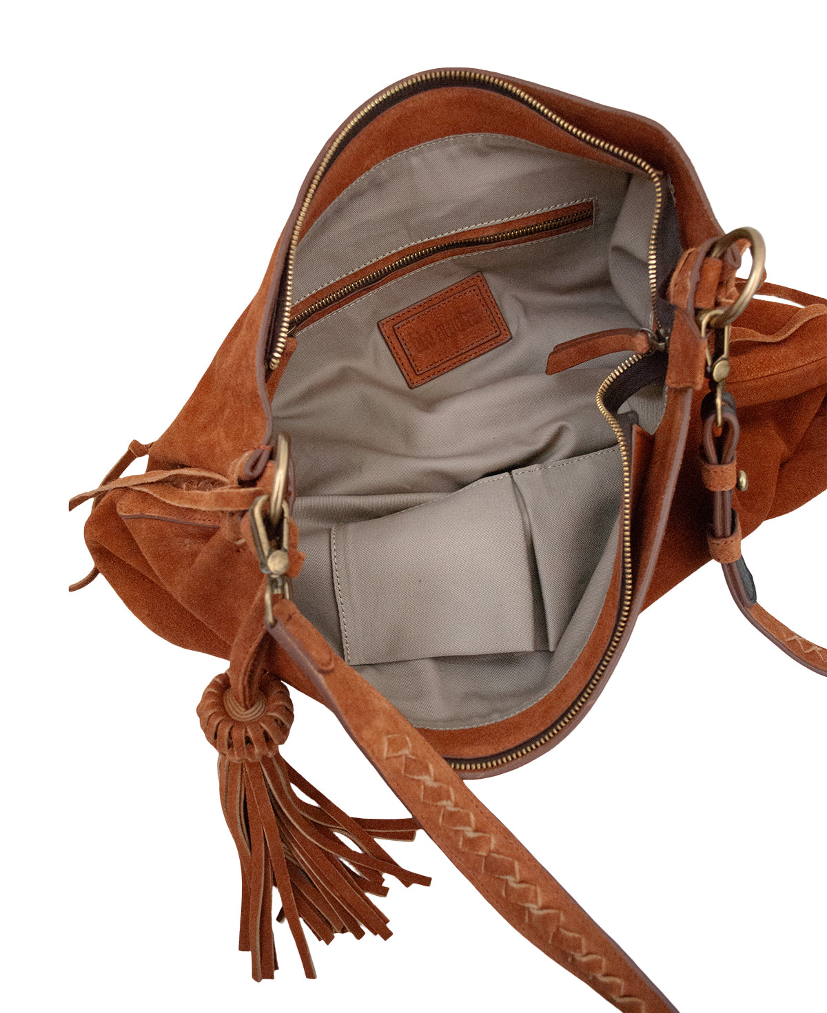 Bacalar Shoulder Bag: Vibrant Apricot Genuine Suede