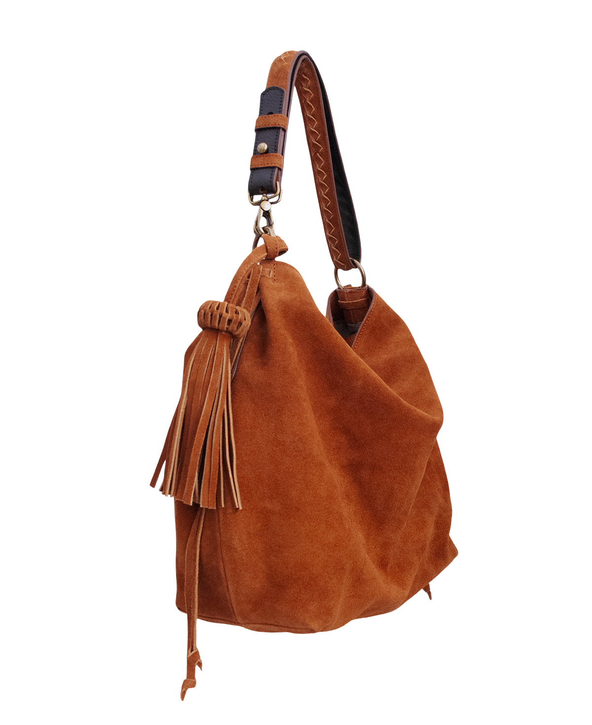 Bacalar Shoulder Bag: Vibrant Apricot Genuine Suede