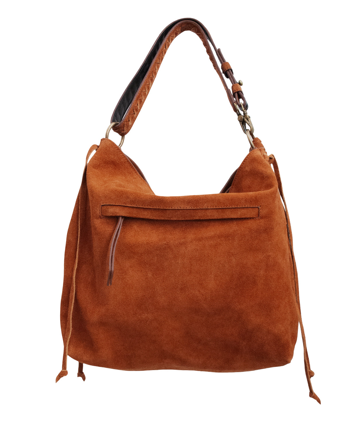 Bacalar Shoulder Bag: Vibrant Apricot Genuine Suede