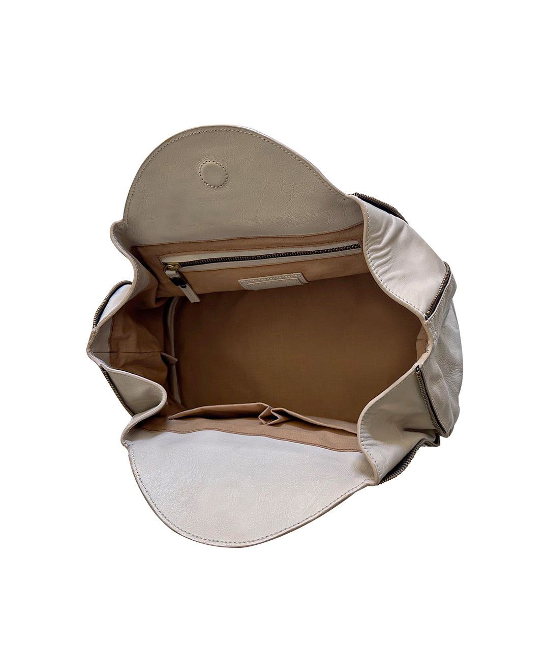 Pre-Owned Taupe Gray Leather Double Zip Handbag | Sustainable Style