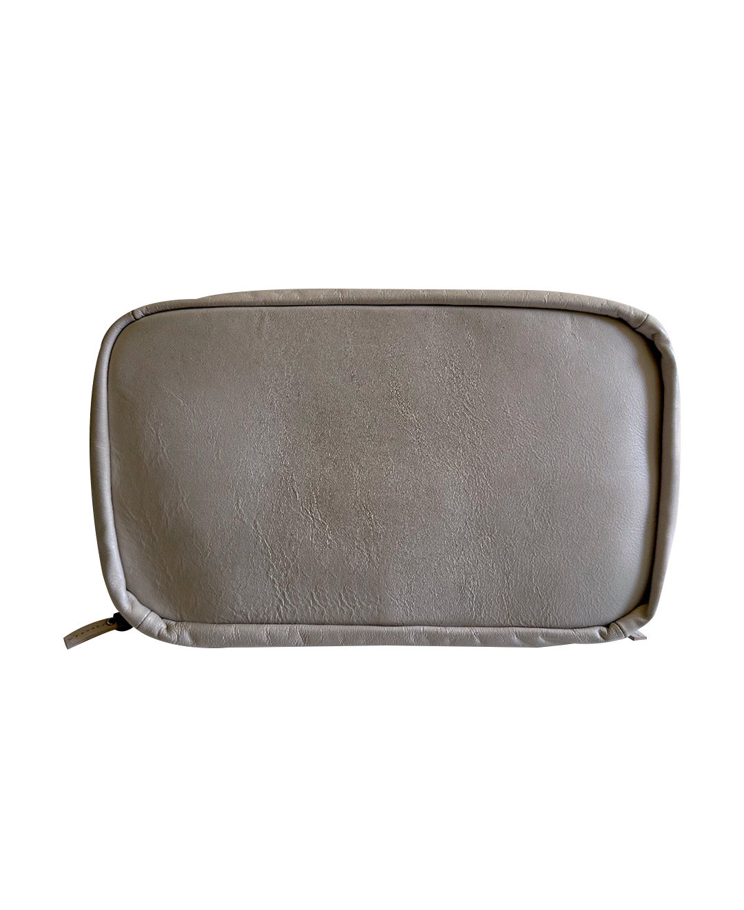 Pre-Owned Taupe Gray Leather Double Zip Handbag | Sustainable Style