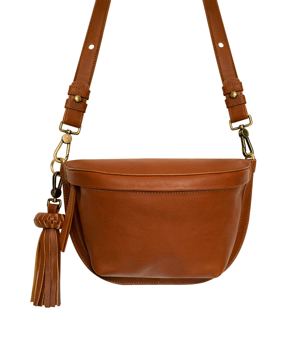 Pale Brown Tan Soft Leather Sling Bag | Adjustable Crossbody