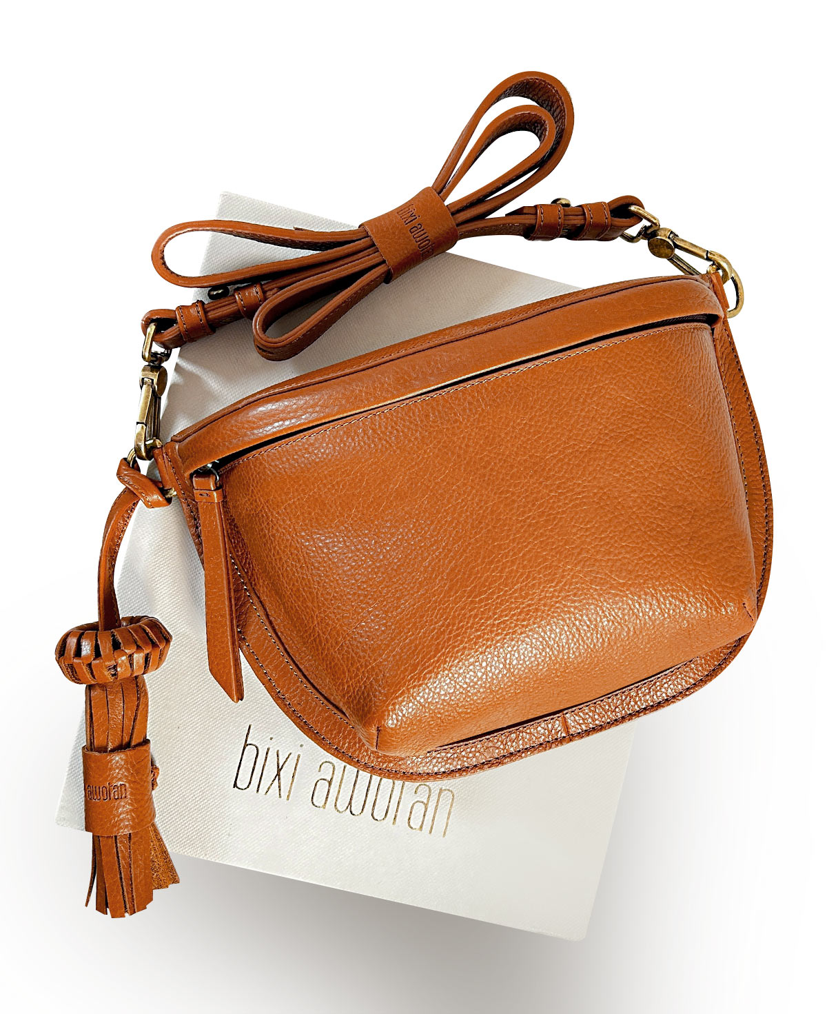 Pale Brown Tan Leather Sling Bag Crossbody