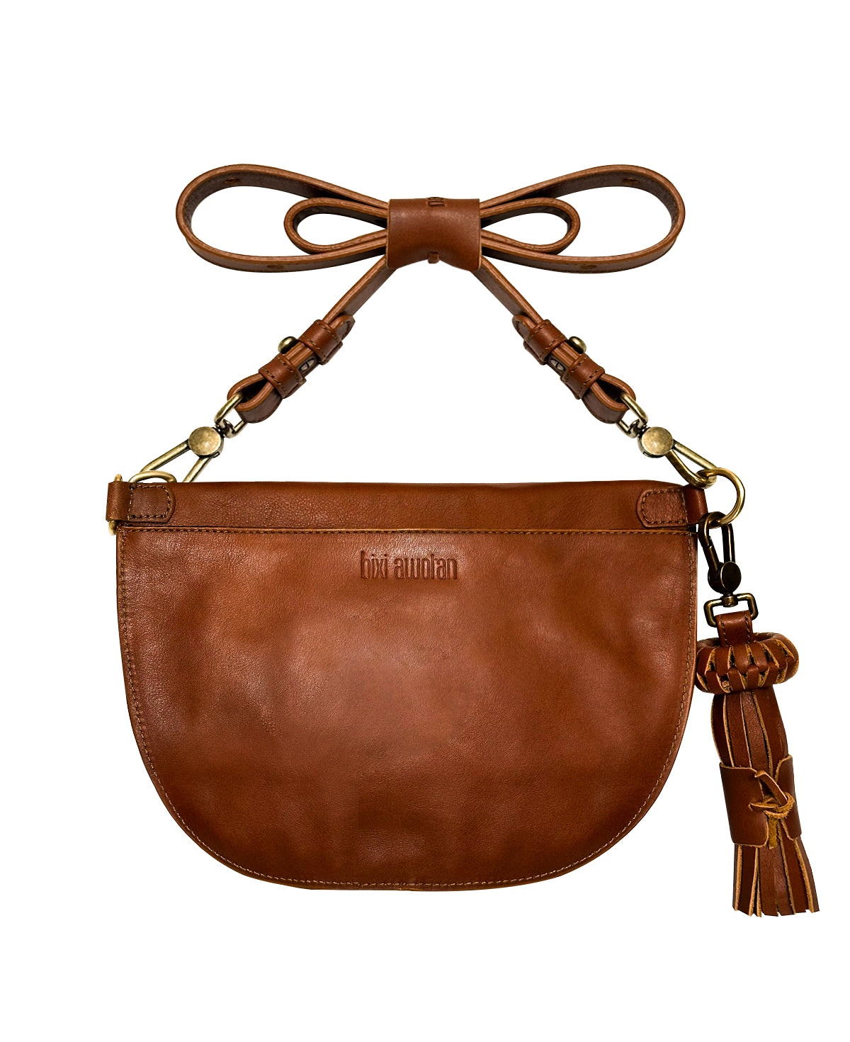 Pale Brown Tan Soft Leather Sling Bag | Adjustable Crossbody