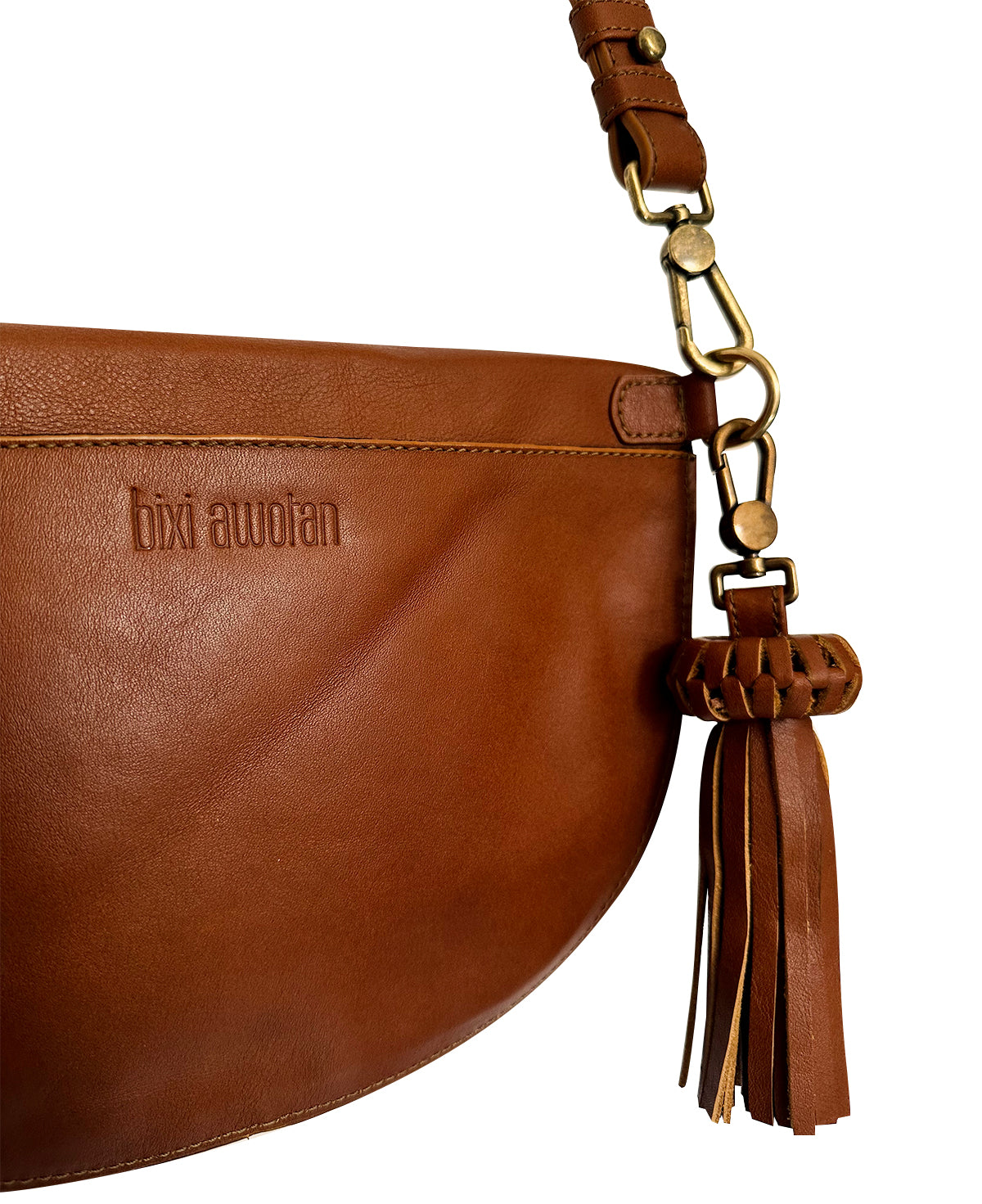 Pale Brown Tan Soft Leather Sling Bag | Adjustable Crossbody