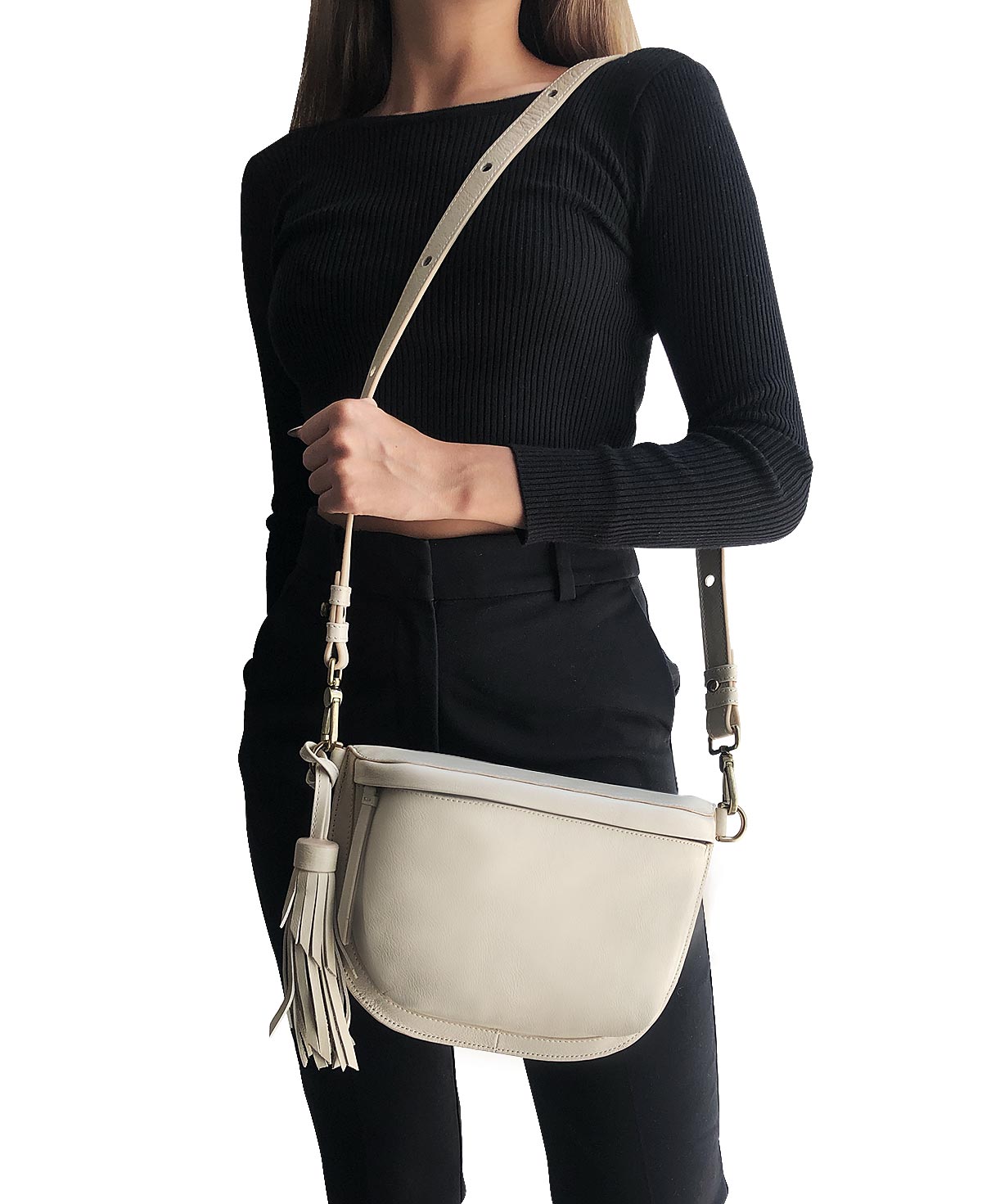 Fem Ivory Leather Fanny pack - Crossbody