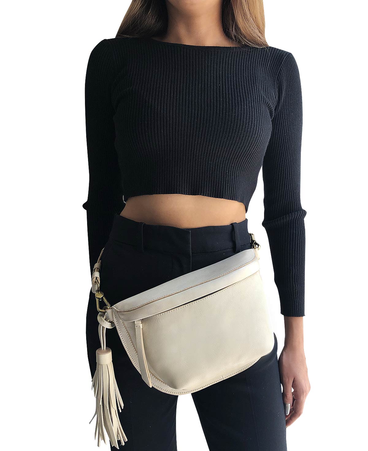 Fem Ivory Leather Fanny pack - Crossbody