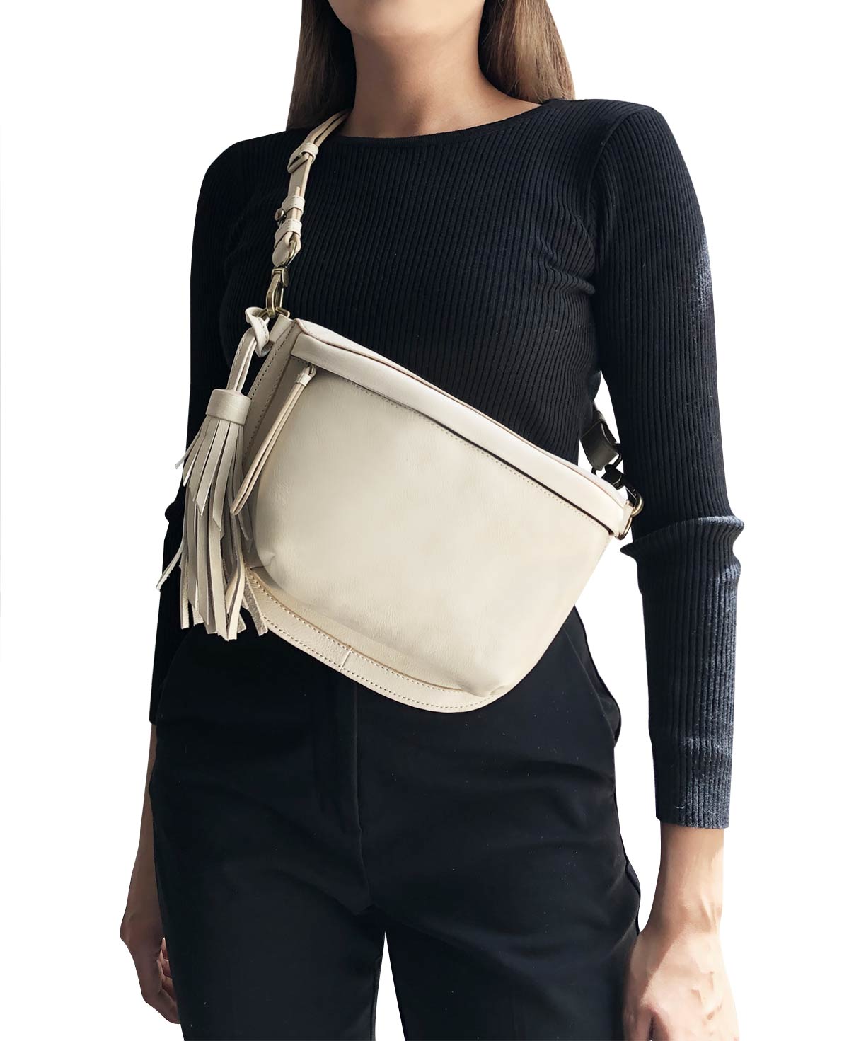 Fem Ivory Leather Fanny pack - Crossbody