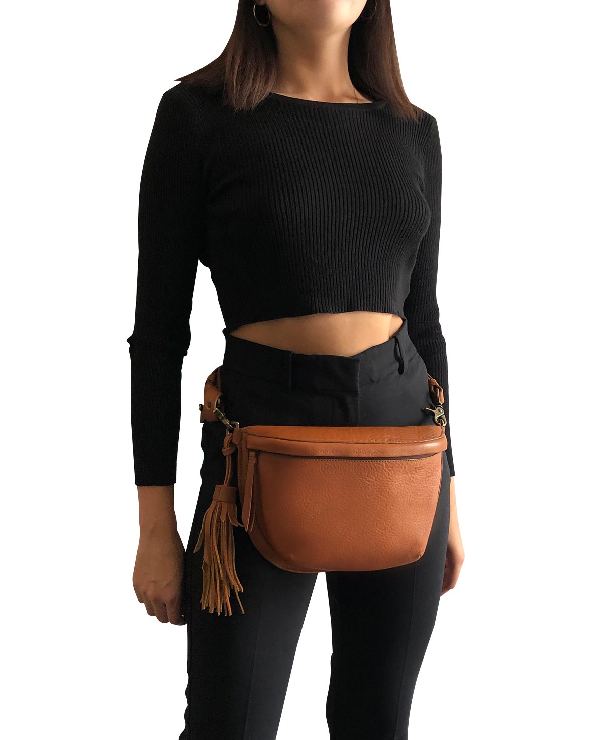 Pale Brown Tan Leather Sling Bag Crossbody