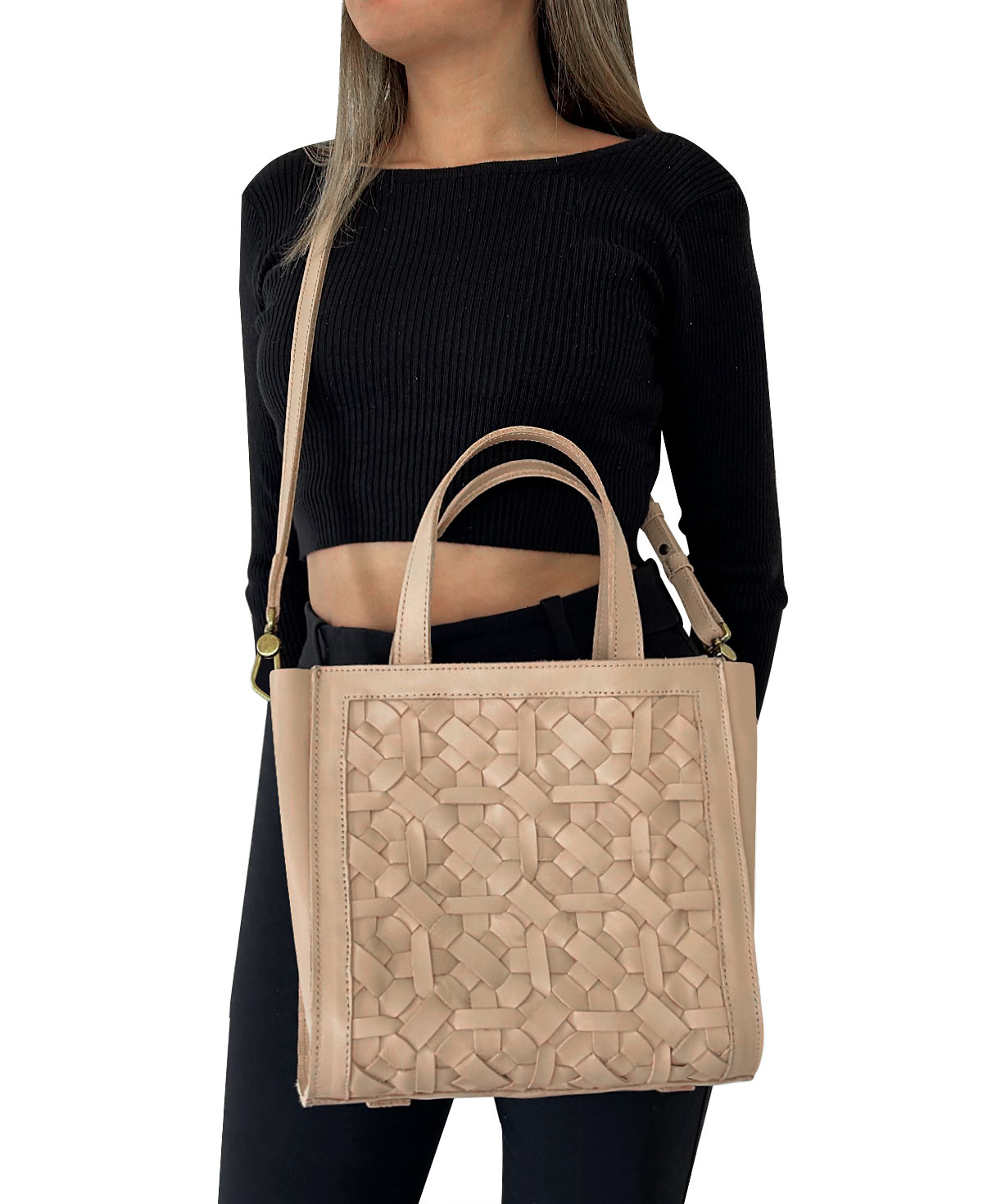 Kari Nude Leather Handbag