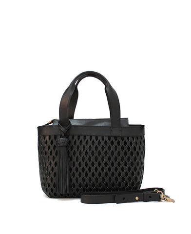 Large Tulum Black Leather Handbag