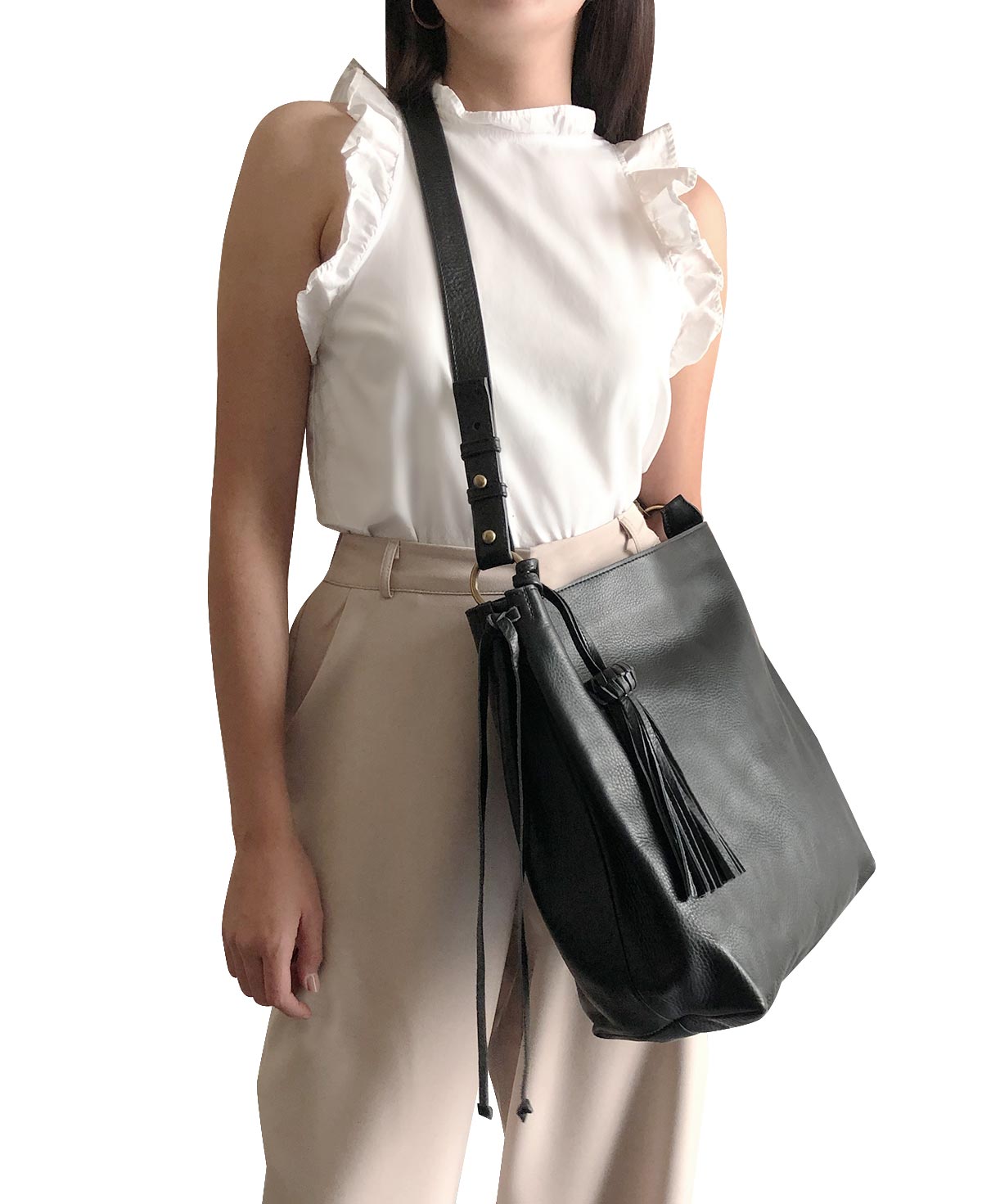 Shoulder Bag Bacalar Bis Black Leather