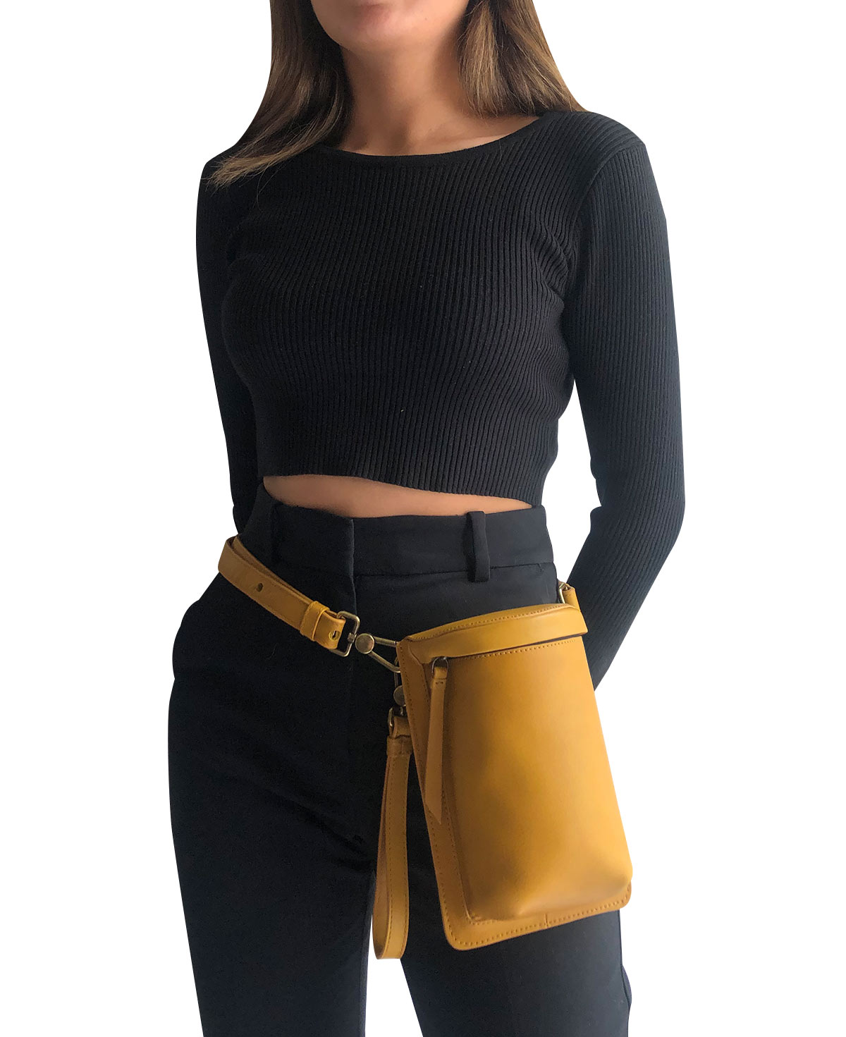 Uma Mustard Leather Crossbody Bag