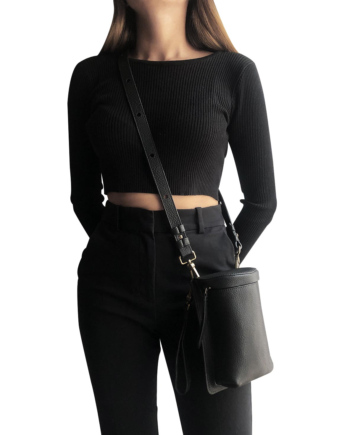 Uma Black Leather Crossbody Bag
