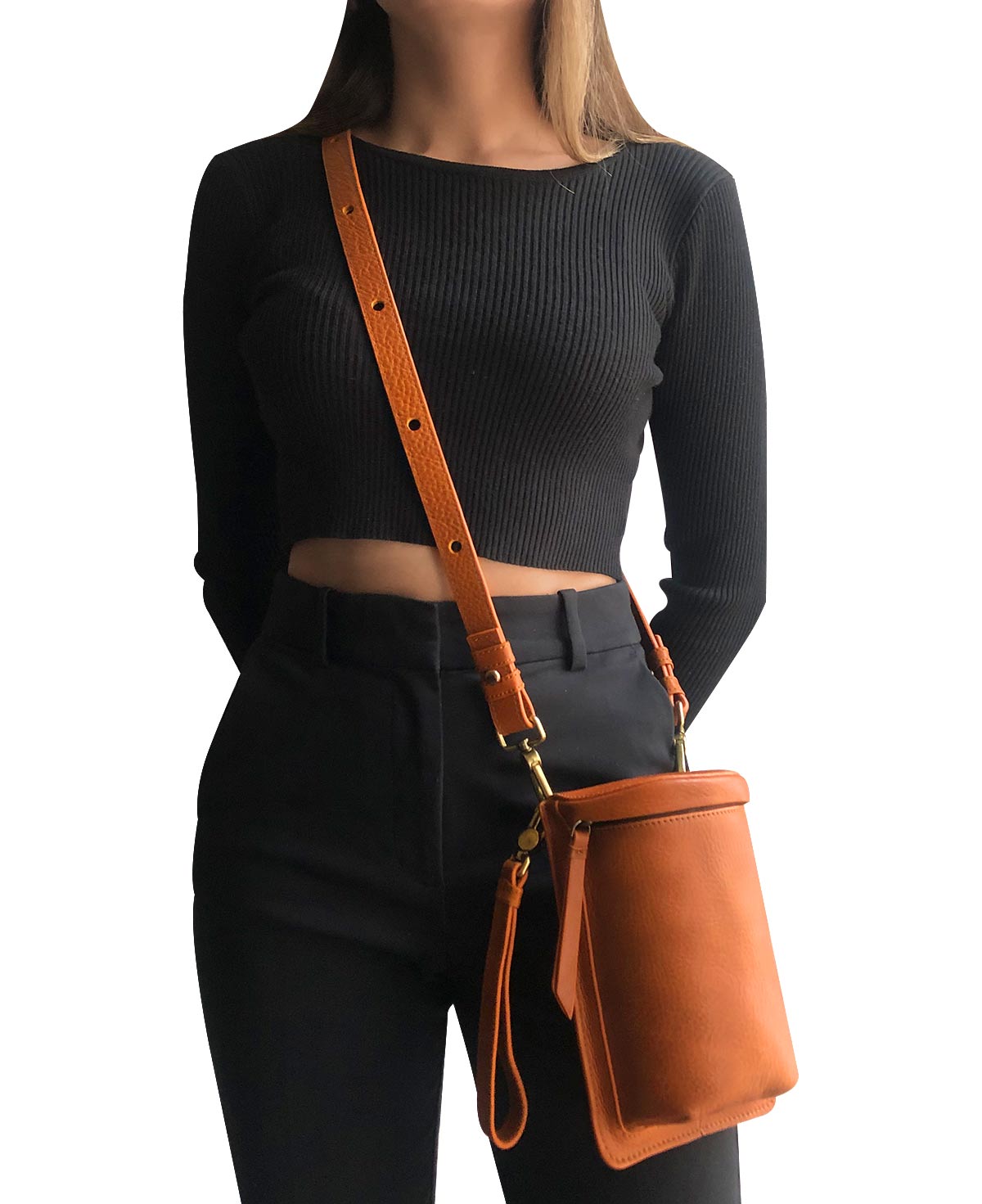 Uma Tan Leather Crossbody Bag